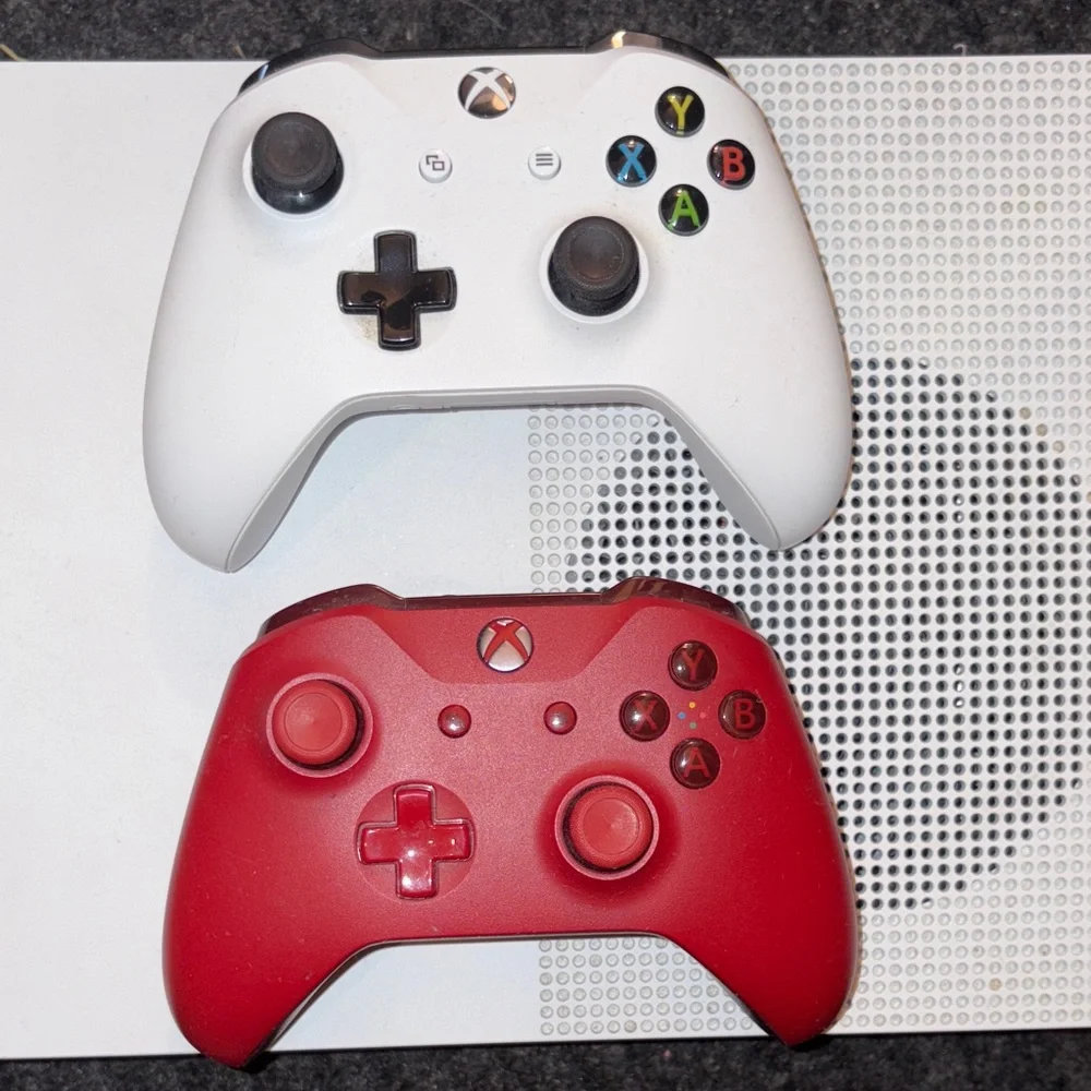 White Xbox Console w/ Controller and Games.